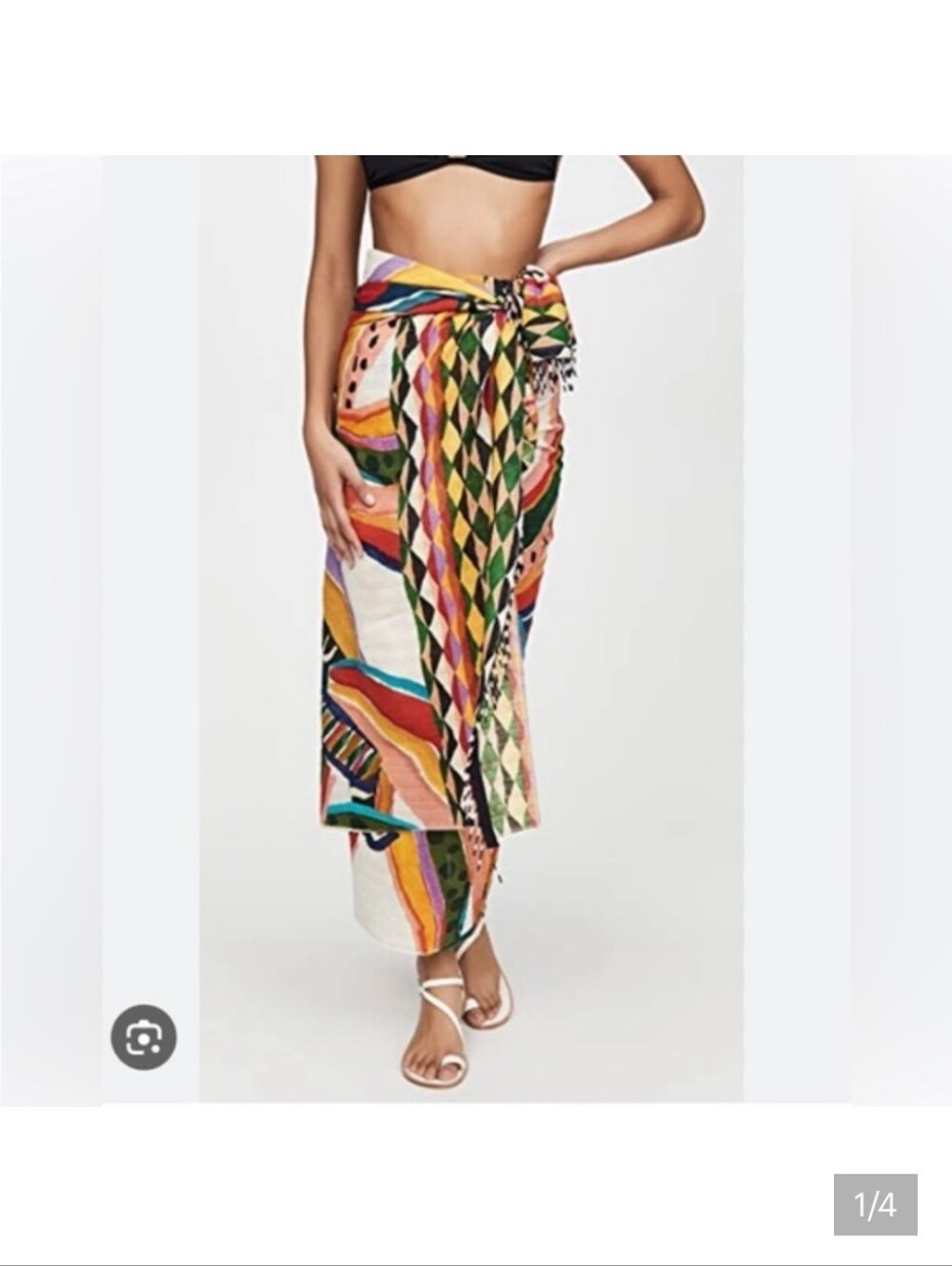 Farm Rio Multicolor Beaded Shawl Wrap Skirt OS